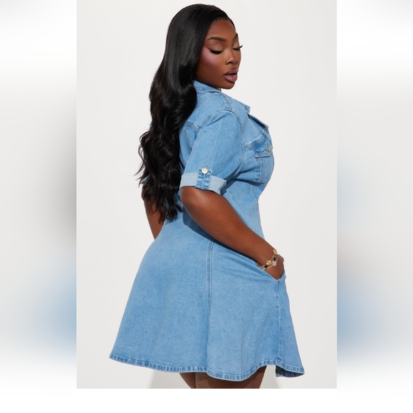 Fashion Nova Raven Stretch Denim Mini Dress - Light Wash Size 1X(14/16) (NWOT) - Picture 4 of 10